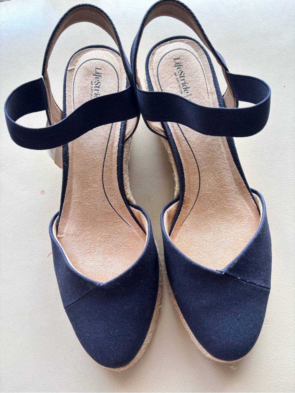 LifeStride Navy Espadrille Wedge Sandals – Size 10 NWT